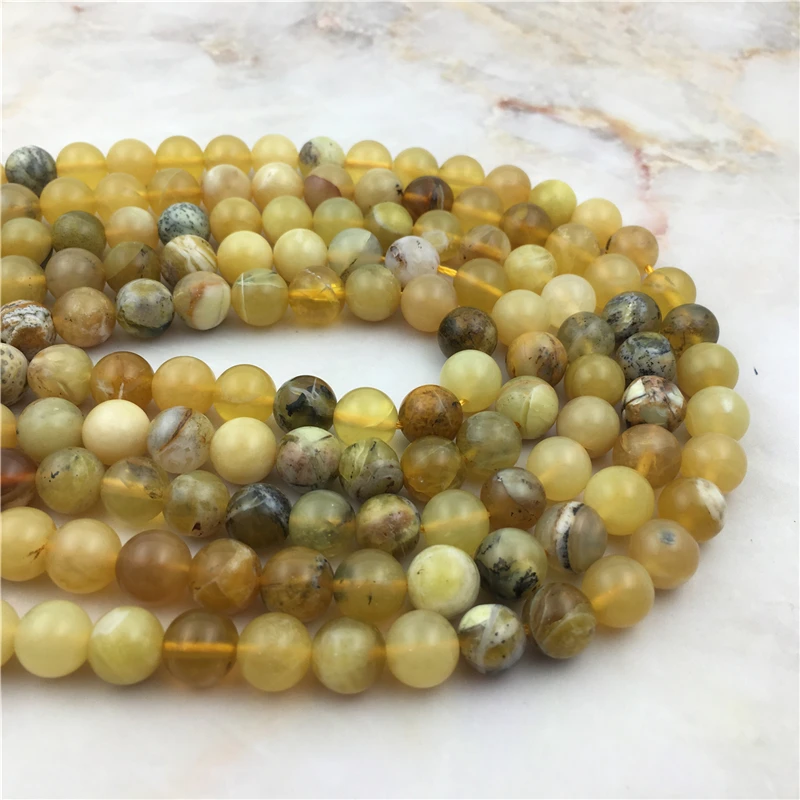 

Wholesale 15.5" Smooth Round Yellow Opal Loose Beads, High Grade Raw Opal Quartz Gems Drilled Bead For Jewelry Making,8 10 mm