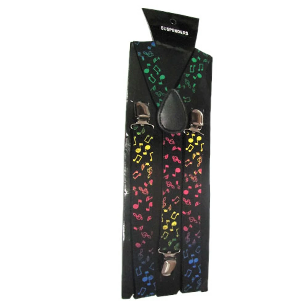 Music Note Clip-on Elastic Y-back Suspenders |