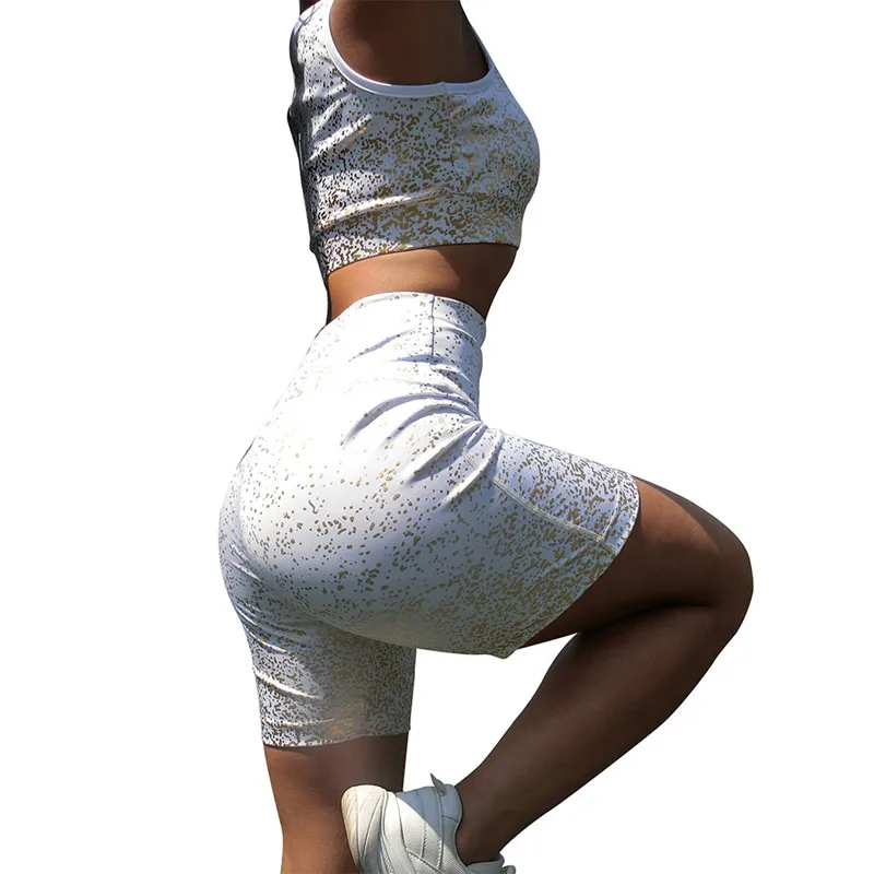 Бесшовный Женский комплект 2 шт. спортивный костюм спортивная одежда без рукавов