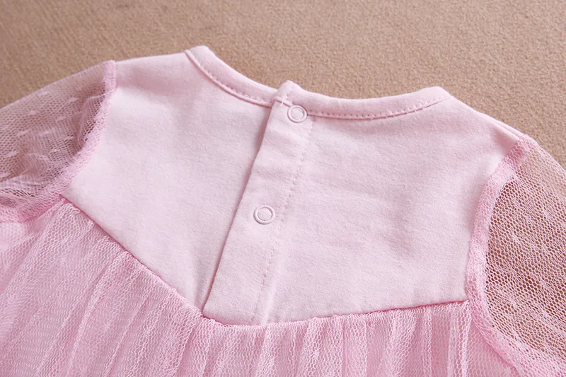 Осенний комплект одежды для девочек розовое кружевное детское платье с длинным