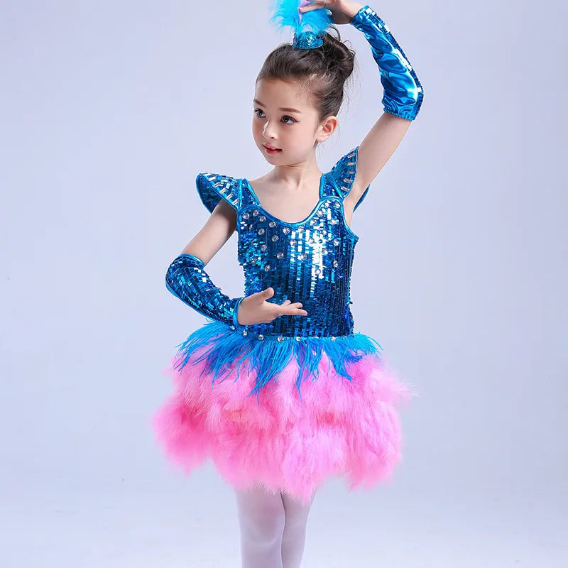 

Children kids Sequin jazz dance hip hop dance costumes ballroom dresses dance performance costumes salsa skirt high quality