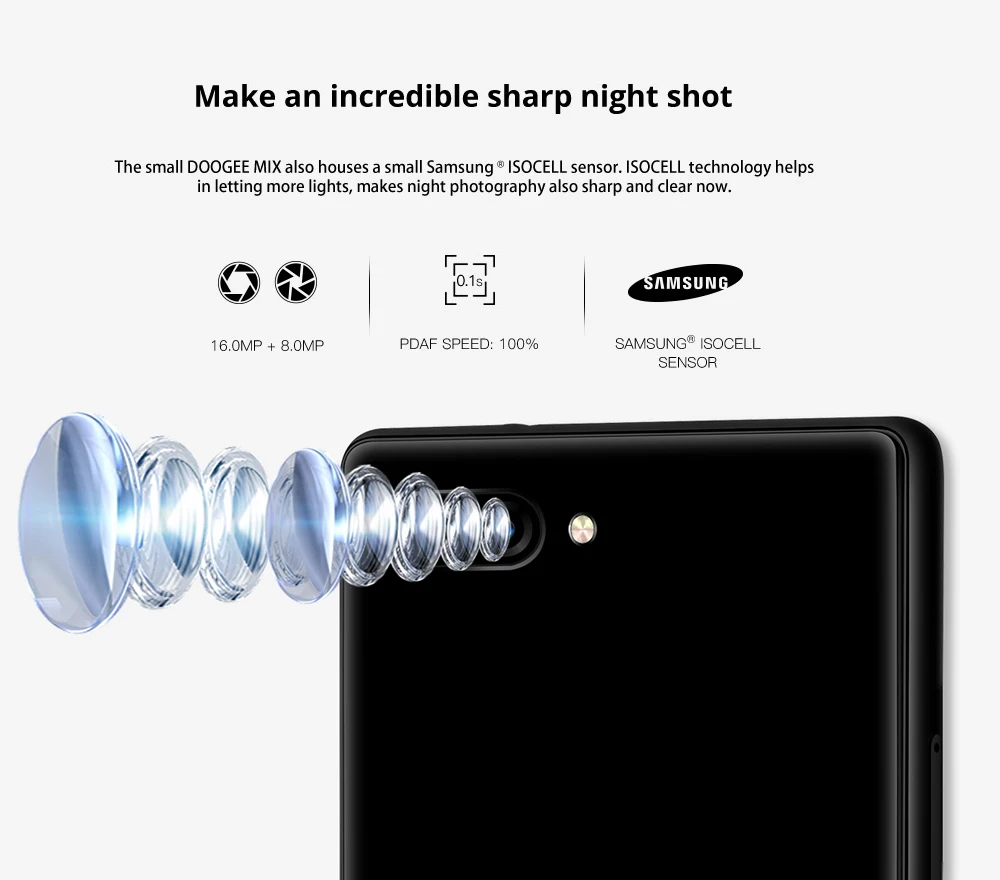 DOOGEE MIX Смартфон Android 7,0 две камеры 5,5 дюймов AMOLED MTK Helio P25 Восьмиядерный 6 ГБ+ 64 ГБ LTE 3380 мАч 16,0 Мп