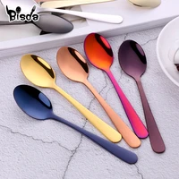 rose gold tea spoons luxury 1810 stainless steel black small spoon silver scoop for tea party mini coffee spoon set