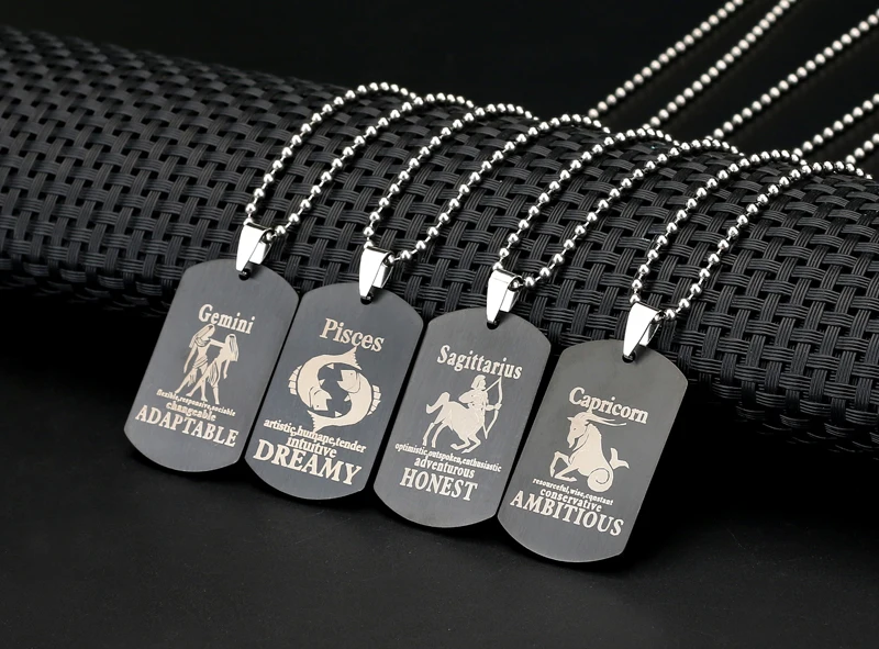 Liujun 12 видов стилей Созвездие Dog Tag Близнецы ожерелья для мужчин для женщин нержавеющая сталь титан Neckless Рождество ювел