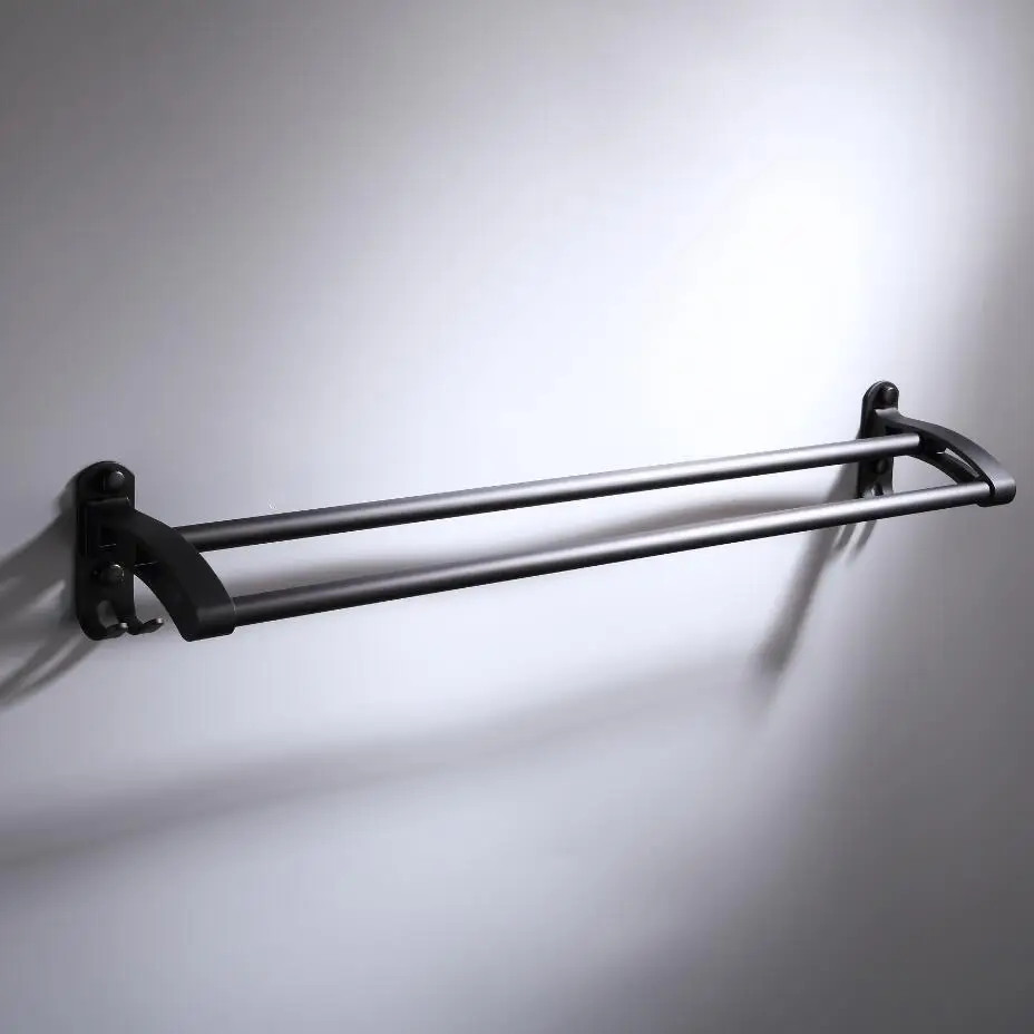 european design new style black double rod bathroom hardware pendant double rod towel rack kitchen bathroom accessories 999sg free global shipping