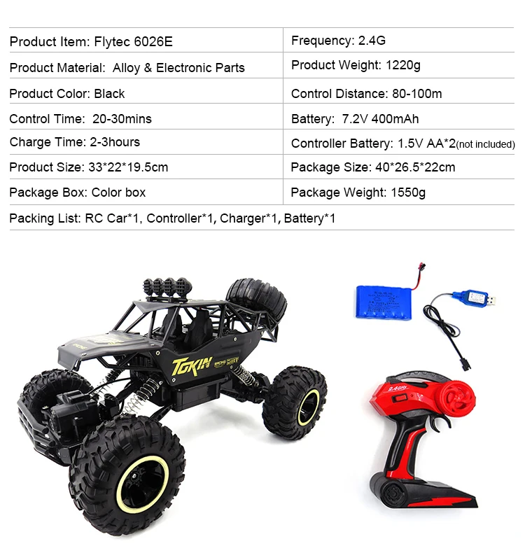 Flytec 6026E машина из сплава RC внедорожники Рок Гусеничный 4WD 1:12 RC альпинистский автомобиль