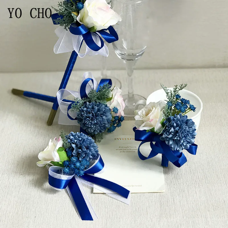 YO CHO свадебные аксессуары корсажная лента для запястья розы белый розовый синий