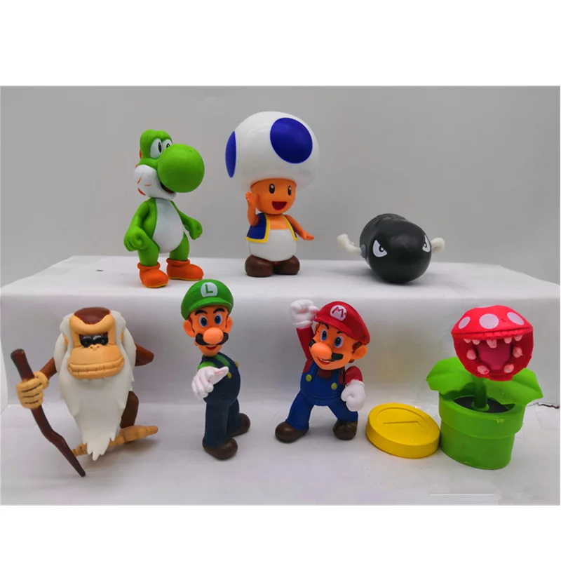 6-9CM Super Mario 7 Pcs/set Green Dragon Louis PVC Model Collection Childhood Ver Toy Opp Bag Decoration Birthday Gift H381 | Игрушки и