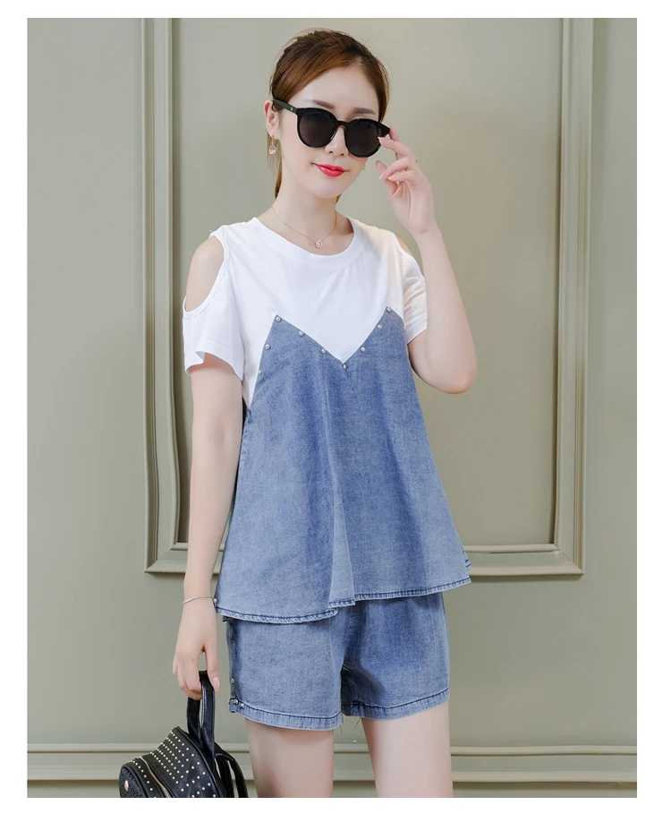 Летний комплект из двух предметов молодежная одежда ковбойские топы + шорты