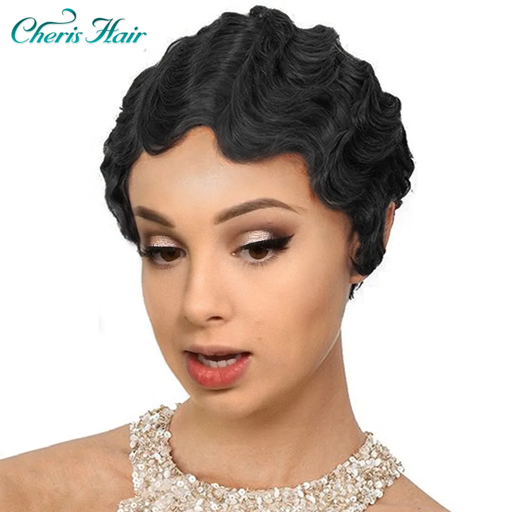 Модные афро парик короткий Простой Стиль Объемные волосы синтетические парики с