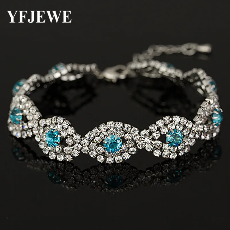 2017 Роскошные хрустальные браслеты для женщин серебряные и свадебные ювелирные