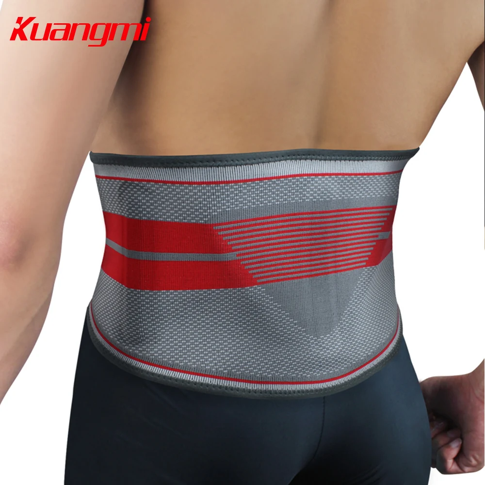 

Kuangmi Fitness Warm Sport Roshe run Lumbar Support Belt Ceintures Homme Pressurized Back Aist Silicone triangle pad Support 1PC