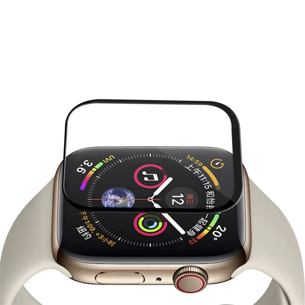Закаленное стекло для Apple Watch 6 se 5 4 40 мм 44 полное покрытие изогнутое защитное 3D iwatch