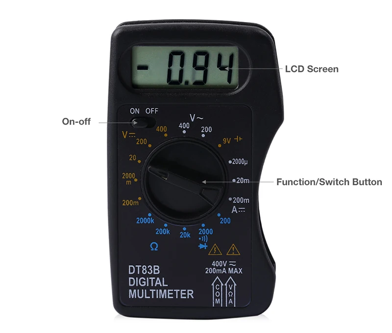Junejour M300/DT83B Цифровой мультиметр тестер Ручной AC/DC мультиметр Измеритель сопротивления тока измеритель напряжения Ом клещи Тестер
