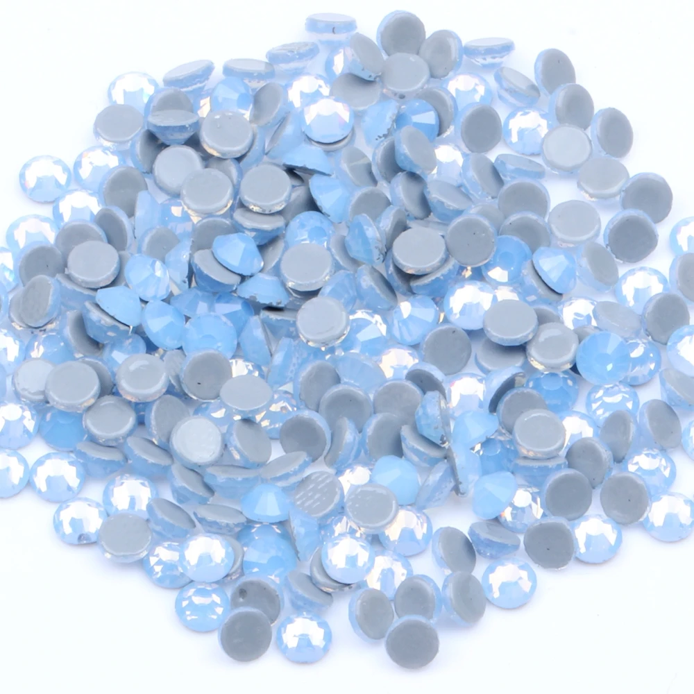 

Blue OPAL Color Hotfix Strass Rhinestones Flatback Glue Backing Iron On Glass Stones Appliques For Fabric Garments Supplies