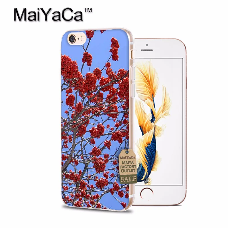 Мягкий чехол для телефона MaiYaCa из ТПУ с красным рованным деревом iPhone 8 7 6 6S Plus X 10 5 5s