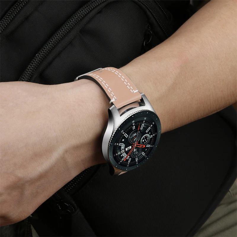 Ремешок для часов из натуральной кожи 22 мм Samsung Galaxy Watch 46 SM R800 быстросъемный
