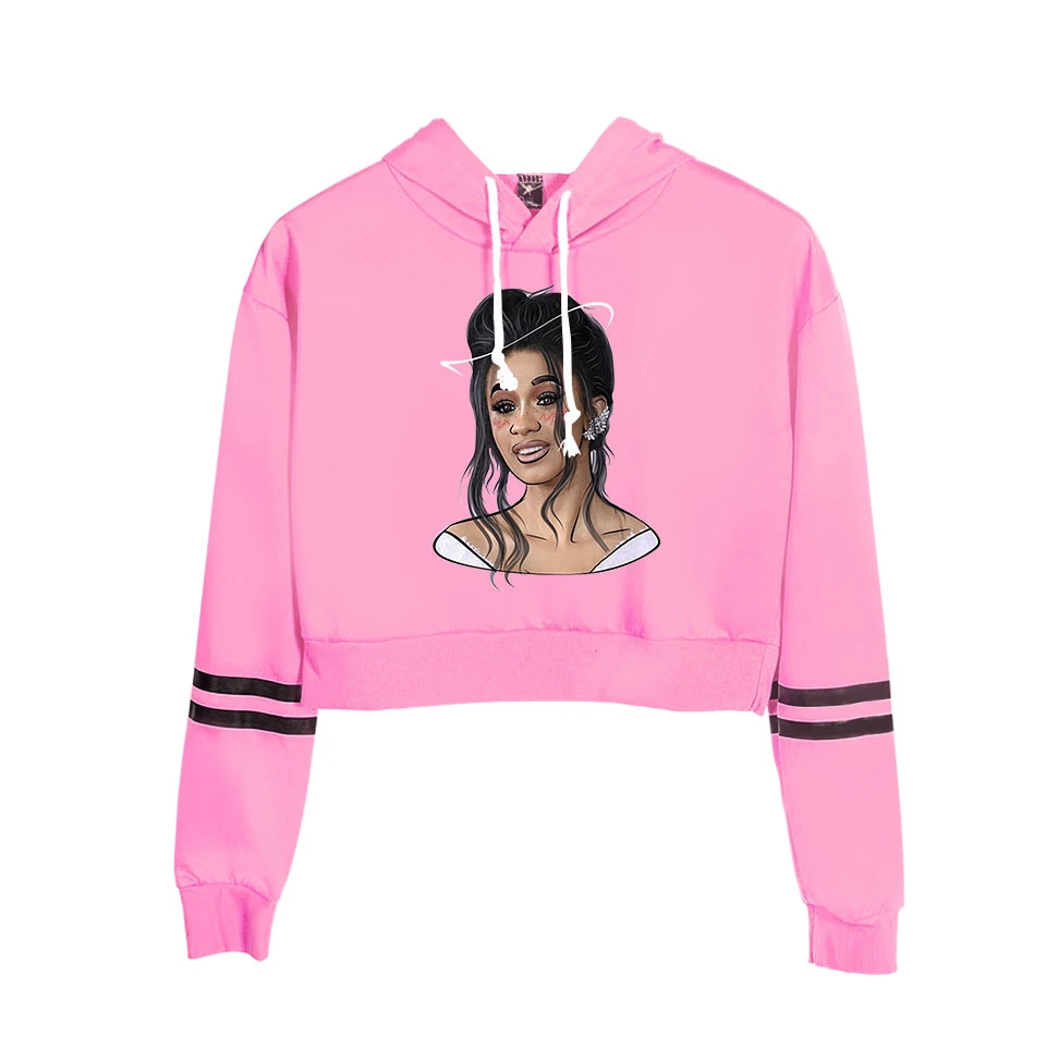 Список Cardi B укороченный топ толстовки для женщин Kpop хлопок Harajuku высокое качество Cardi B девушка оранжевый свитер с капюшоном
