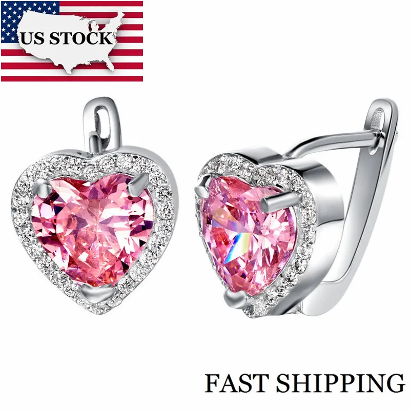 Американские фондовые 5% скидка женские розовые серьги с сердцем большие
