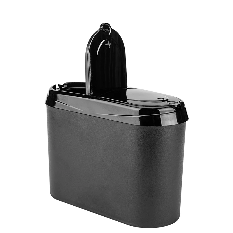 Черный car trash bin Mini garbage can car interior trash bag fashion rubbish Holder Hook Plastic basket supplies multifunc accessories - Название цвета: Черный