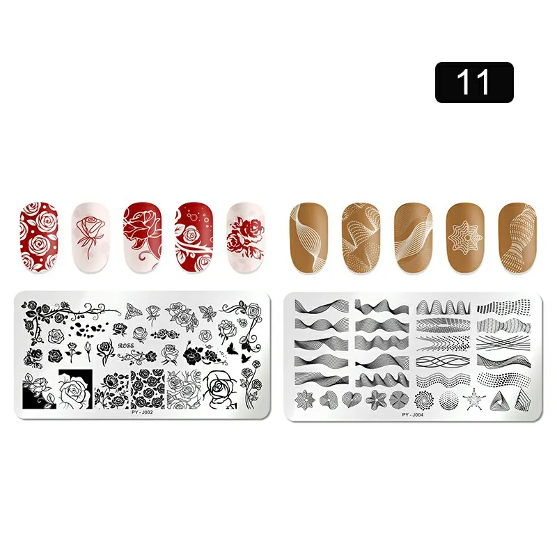 Set 11 PICT YOU прямоугольные пластины для штамповки ногтей геометрические из нержавеющей стали инструменты для штамповки ногтей набор шаблонов - Цвет: Set 11