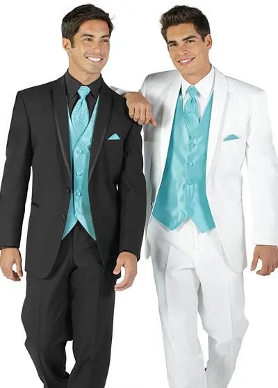 

Новое поступление, облегающий костюм на заказ с двумя пуговицами, черный/белый свадебный/деловой костюм с вырезом на воротнике (пиджак + брюки + жилет + галстук)