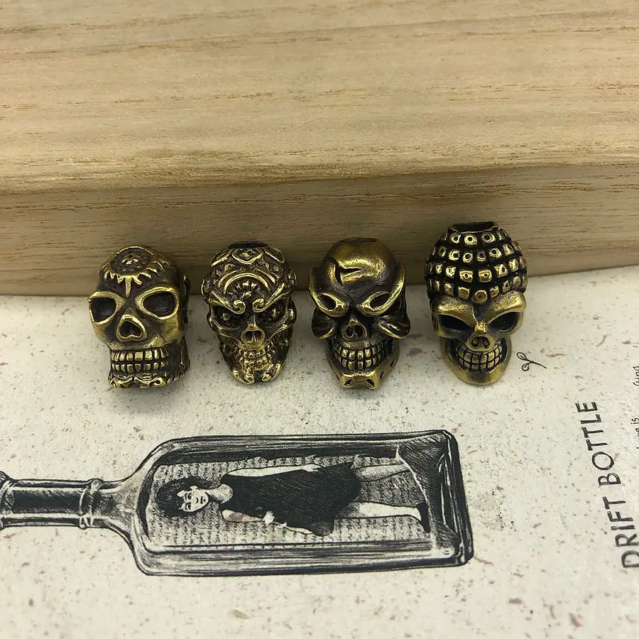 4 шт. EDC Инструменты Нож бусины латунь Будда головной шнурок шарик Паракорд нож