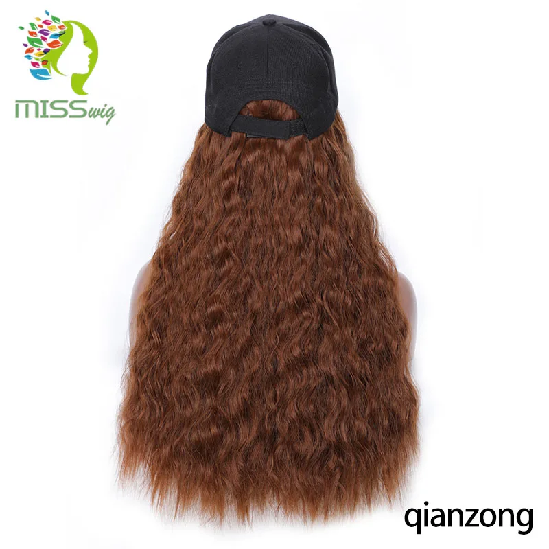 1B/30HL Miss wig кудрявый Кудрявый Длинный 22 дюймов натуральный черный колпачок волосы для наращивания шляпа шиньон синтетический термостойкий волос кусок - Цвет: 1B/30HL
