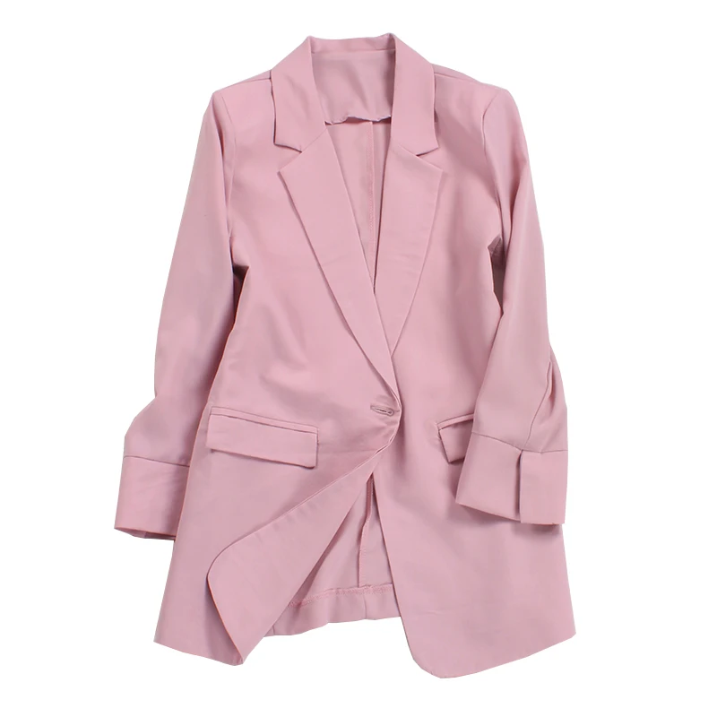 Летний розовый Блейзер Женская куртка 2020 корейский Повседневный с карманами