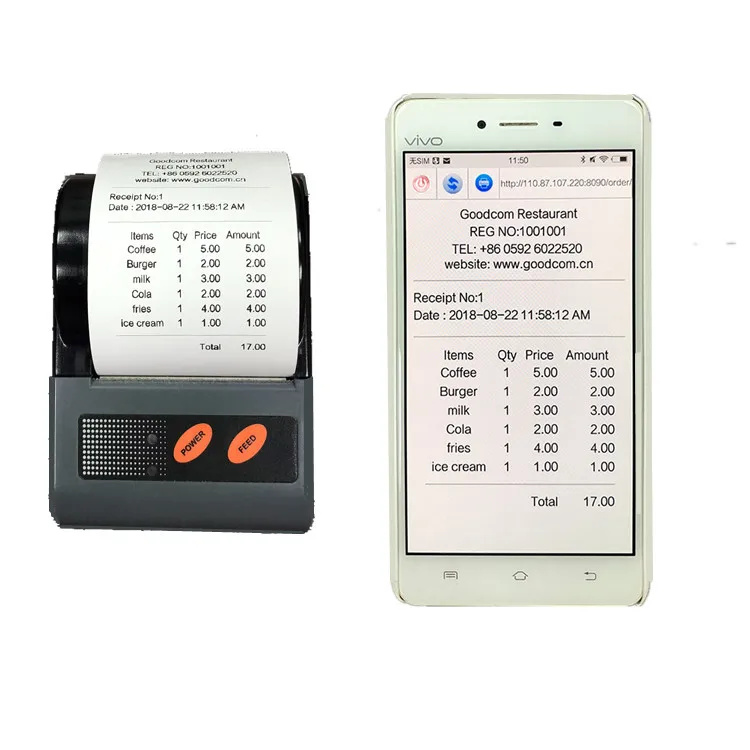 Портативный мини Android прием bluetooth Pos принтер термальный мобильный принтер