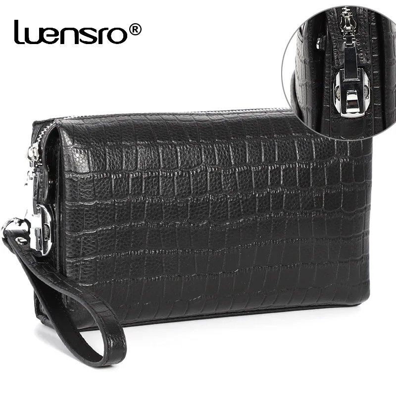 Мужские кошельки LUENSRO с кодовым замком длинный бумажник из натуральной кожи на