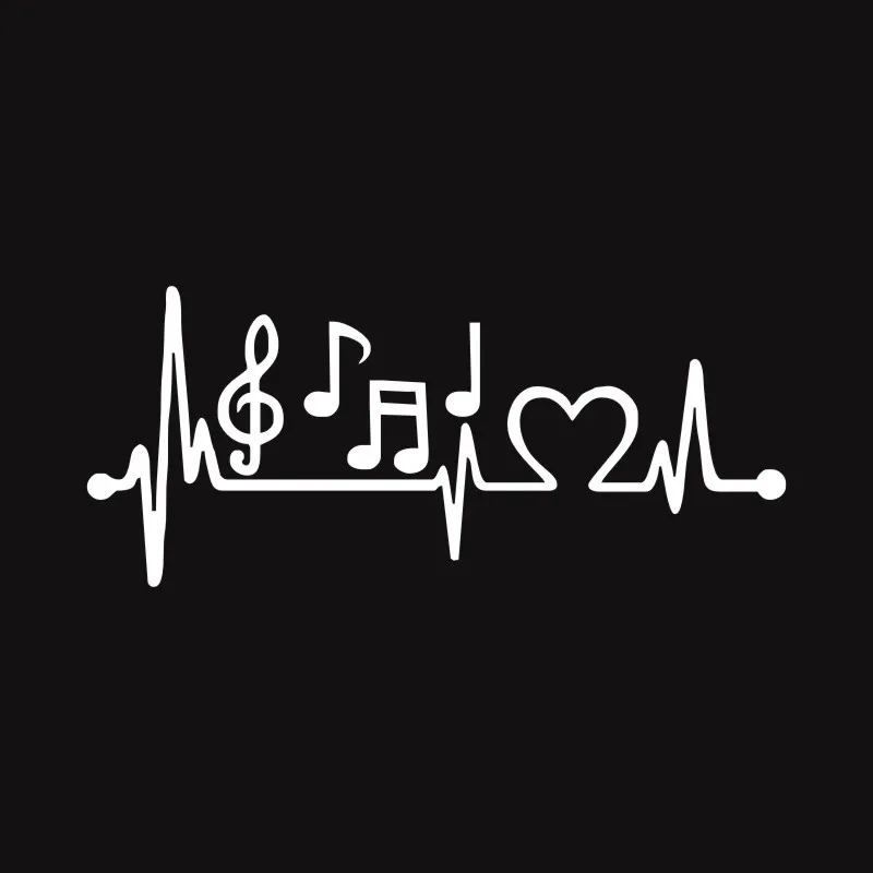 Cunymagos Music Notes Heartbeat Vinyl Car Sticker Creative Accessories Auto Window Decal Styling 21.5*8.3cm | Автомобили и