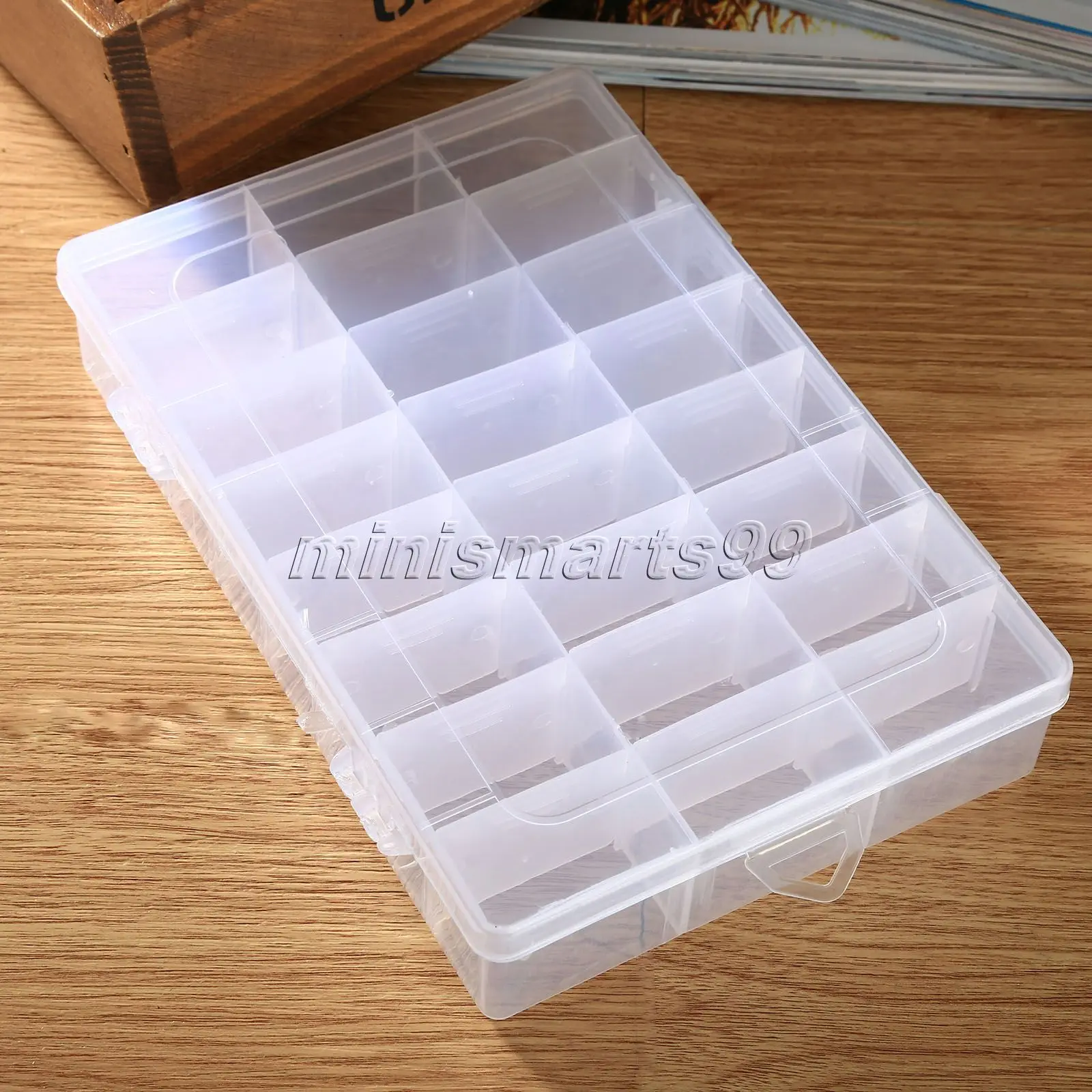 24 Сетки регулируемая пластиковая коробка для хранения серьги ювелирное ведро