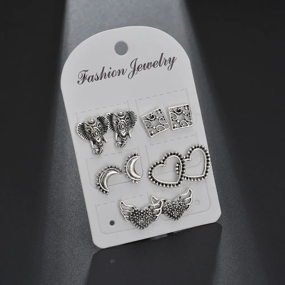 5 пар/компл. новинка 2019 массивные серьги в винтажном этническом стиле с головой