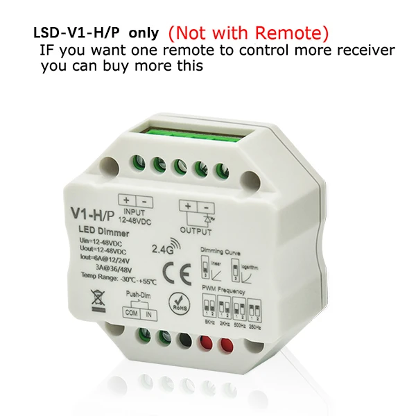 LED Dimmer ONLY Светодиодный диммер 12 В 24 В ШИМ 2,4 г ШИМ Беспроводной Частотный регулируемый пульт дистанционного управления 36 в 48 в умный wifi-контроллер для одного цвета светодиодный - Цвет: LED Dimmer ONLY
