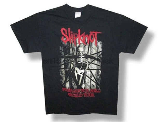 Slipknot скелет подготовка к Hell тур черная футболка|Мужские футболки| |