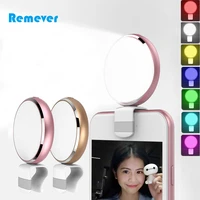 mini rechargeable selfie led flash fill light with mirror 7 colors for iphone samsung huawei xiaomi mobile phones