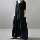 Платье женское Винтажное с V-образным вырезом, Длинное свободное в стиле бохо, с длинным рукавом, большие размеры 3XL 5XL, размера плюс, лето 2021