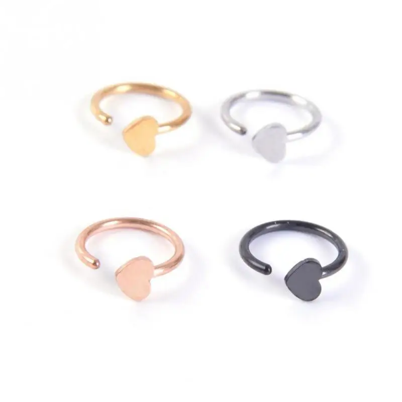 2 шт в форме сердца кольцо для носа из нержавеющей стали шпилька пирсинг