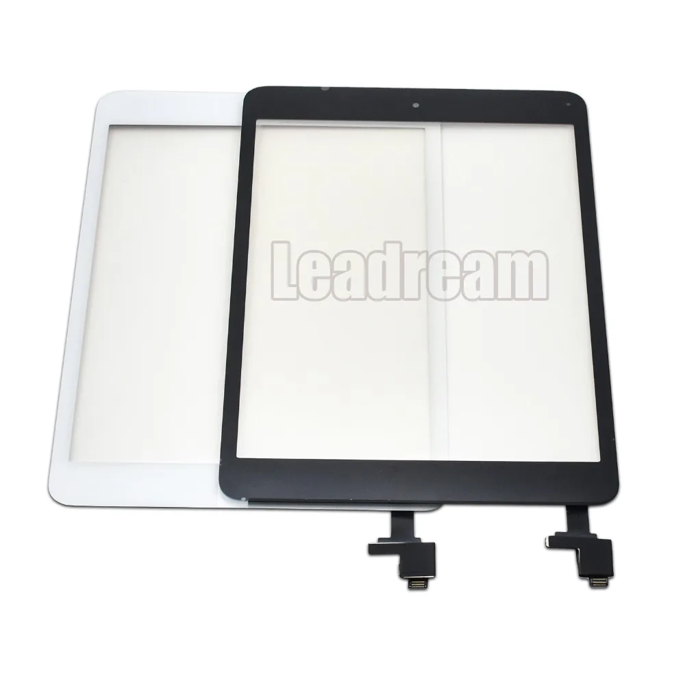 

50pcs/lot Free DHL Touch Screen Glass Panel Digitizer With IC Connector+ Home Button +Camera holder for iPad Mini