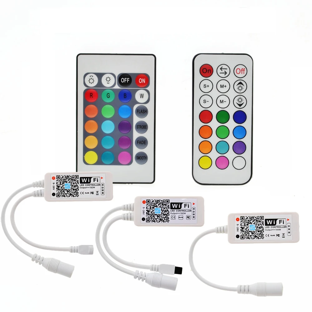 Wifi RGB/RGBW LED контроллер Мини DC12V с RF 21Key/IR 24Key пульт дистанционного управления для