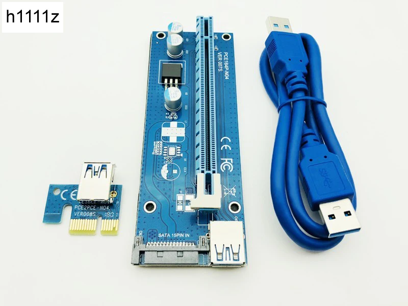 Райзер 007s USB 3.0 PCI E 1X 4x 8x 16x карта адаптера SATA 15pin блок питания для майнинга