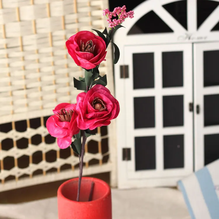 3 бутоны искусственных цветов поддельные искусственные розы в европейском стиле