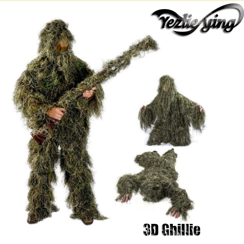 Охотничий Тактический джунгли камуфляж 3D ghillie Костюмы Охота Стрельба одежда камуфляж одежда бионический Тренировочный Набор