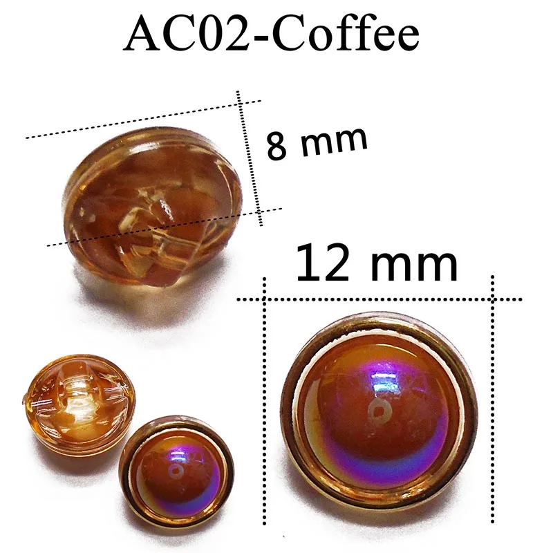 AC02-coffee ZIEENE/10 шт., 25 шт., 50 шт., 12 цветов, детские акриловые перламутровые пуговицы с золотыми краями, для скрапбукинга, для рубашки, ручная работа, кнопка для детской одежды 12 мм - Цвет: AC02-coffee