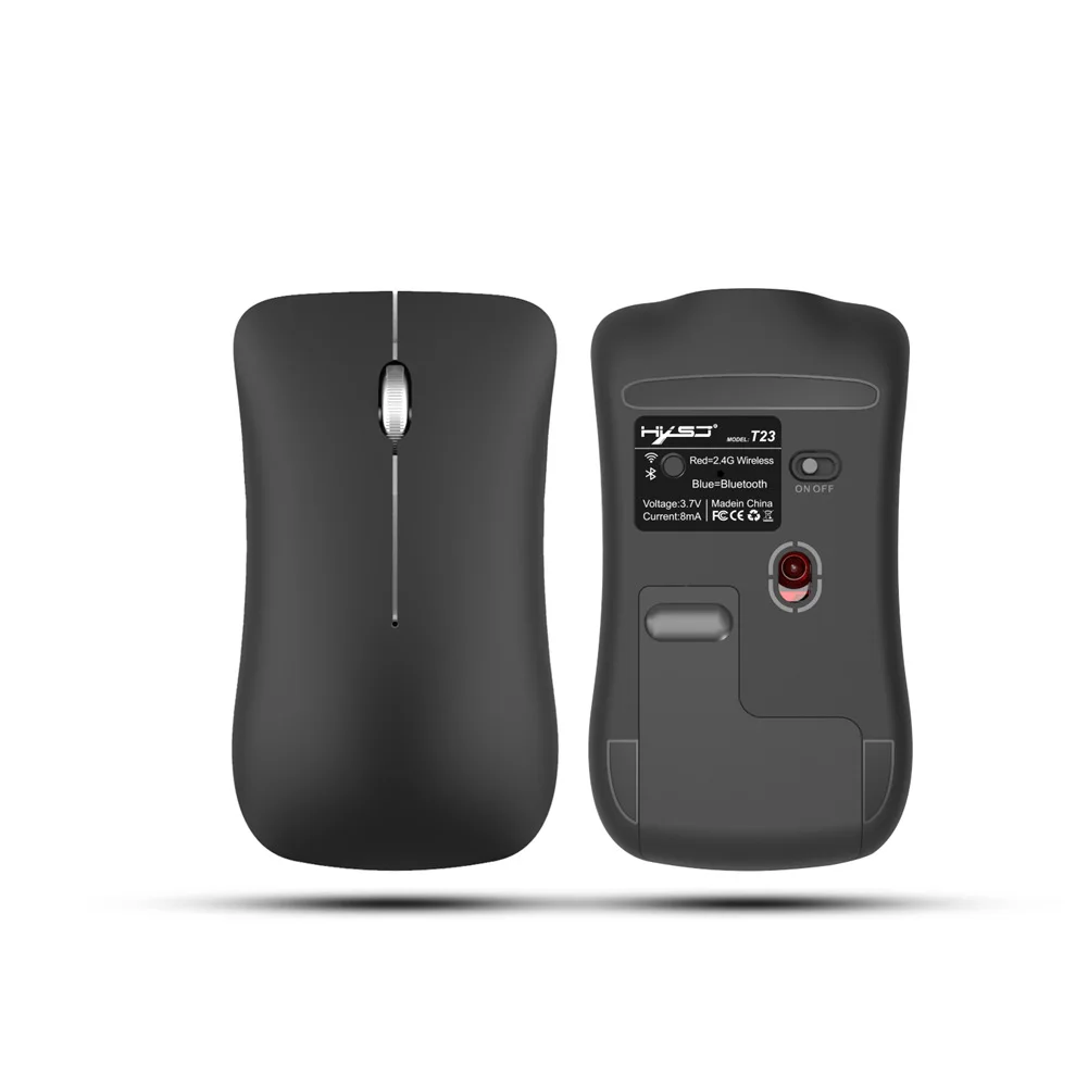 Модная Двухрежимная Беспроводная игровая мышь с Bluetooth или 2,4G для ноутбука, компьютера, мыши с usb-приемником, перезаряжаемая батарея