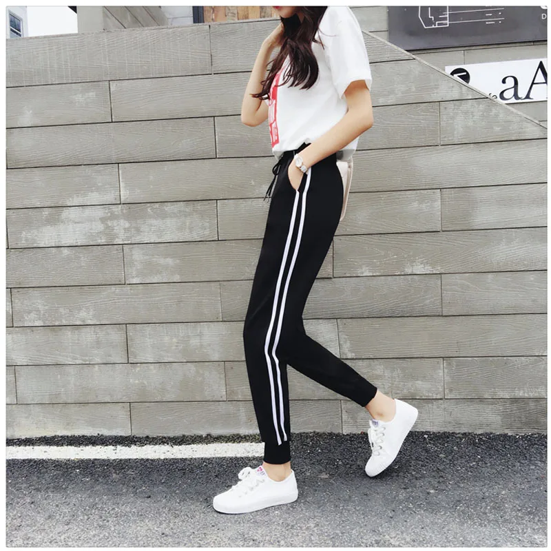 Брюки женские с двойными полосами|pants women|haren pantsleisure pants women |