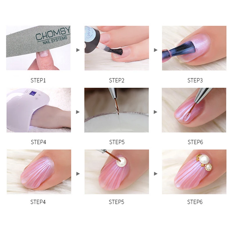 LULAA дизайн ногтей оболочка кошачьи глаза гель для Блестящий цветной жемчуг 3D