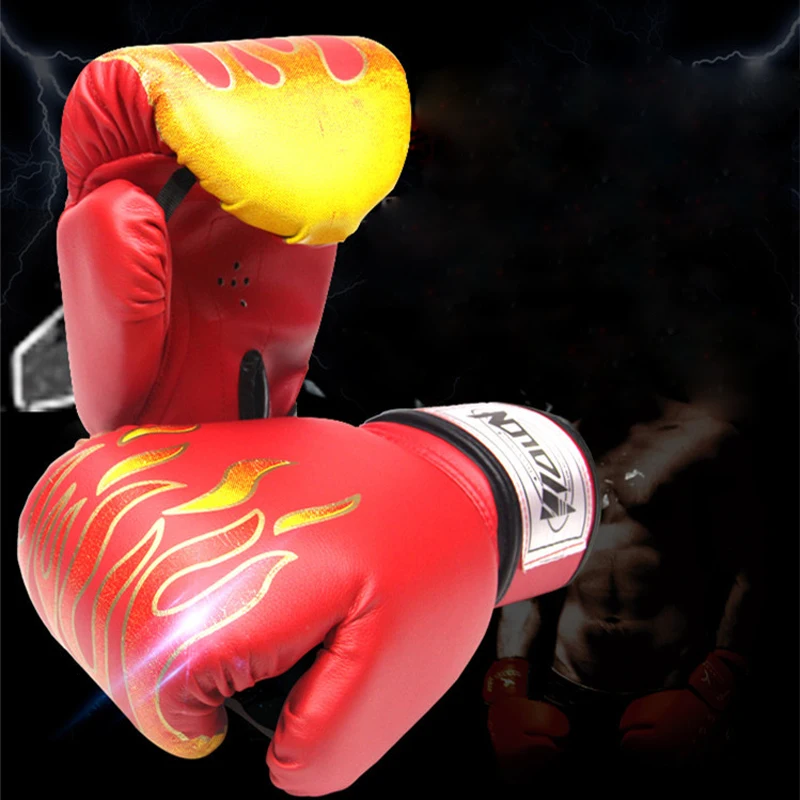 Спортивная одежда для девочек Комплект пламени перчатки бокса PU кожаные