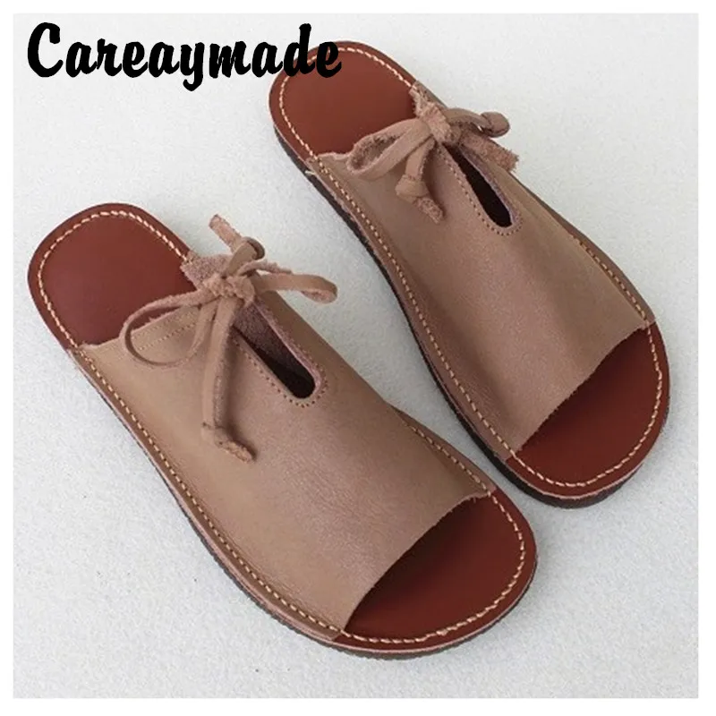 Careaymade/Новинка г.; шикарные женские сандалии ручной работы из коровьей кожи; г.; Шлепанцы из коровьей кожи в римском стиле с подошвой в стиле ретро; 2 цвета
